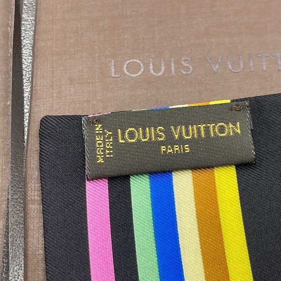 Louis Vuitton x Takashi Murakami Multicolor Noir Bandeau Neckerchief Scarf Wrap - Picture 6 of 14